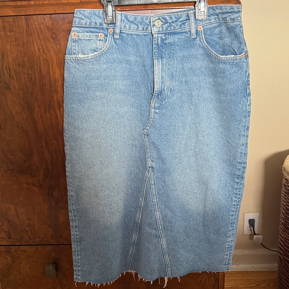 Rails Light Blue Denim Midi Skirt